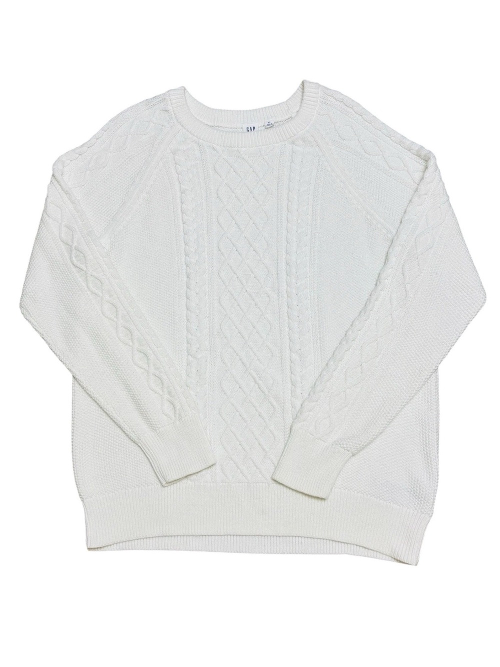 Gap Cable Knit Sweater 100% Cotton White Womens Size XL